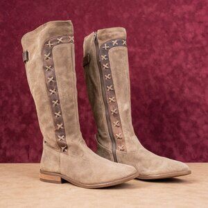 Born Women Ali Brown Distress Suede Farm Riding Knee Boots sz 9US EUR40